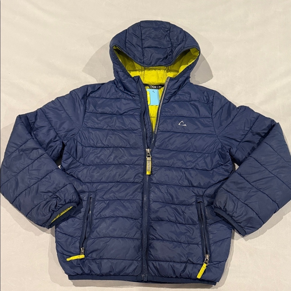 Paradox Kids Puffer Jacket - Blue with Yellow Accents, Lightweight